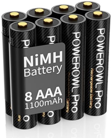 POWEROWL Pro AAA Rechargeable Batteries 1100mAh 8 Count, Premium Triple A Battery NiMH 1.2V