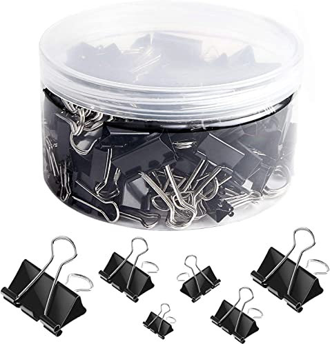SANNIX 100 Stück Binder-Clips, verschiedene Größen, XL, groß, mittel, klein, Mini und Micro, Binder-Clips, Büroklammern für Büro, Zuhause, Schule