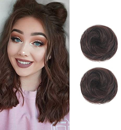 2PCS Mini Claw Fake Buns Rakt Hår Bun Extensions Hår Donut Chignon Clip In Hår Scrunchies