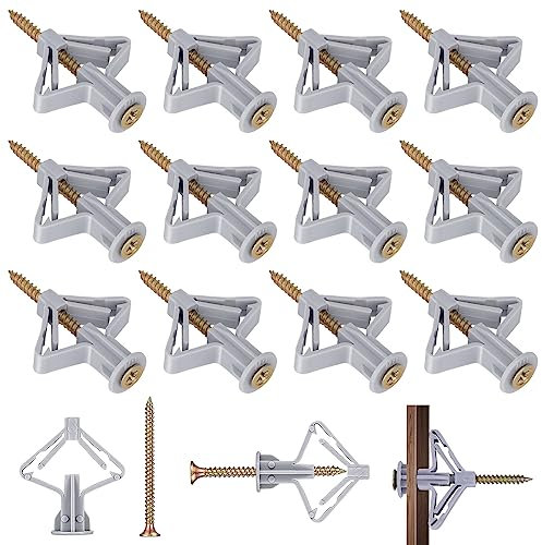 HXC 100pcs Plasterboard Wall Plugs Plasterboard Fixings Drywall Screws and Wall Plugs Set Plasterboard Rawl Plugs Heavy Duty Drywall Anchor Anti-Rotational Expansion Tube for Drywall Cavity