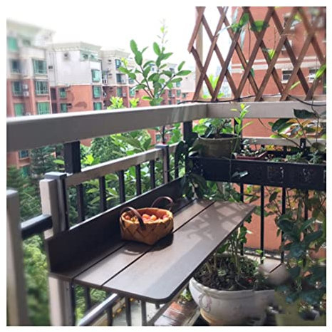 Balkonhängetisch Brauner Balkon-Hängetisch, Geländer, hängender Klapptisch, moderner minimalistischer Kleiner Bar-Wand-Hängetisch, Outdoor-Freizeittisch, 4 Größen (Size : 80X37CM)