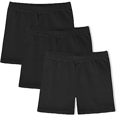 KEREDA Pantalones Cortos de Ciclismo para niña, de algodón, 3 Pares, Negro, 10-12 años