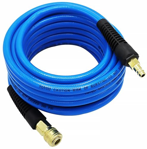 YOTOO Compressed Air Hose PVC 5 m Long 10 mm ID x 14 mm AD 300 PSI with 1/4 Inch Germany Quick Coupling Connections and Bend Limiters