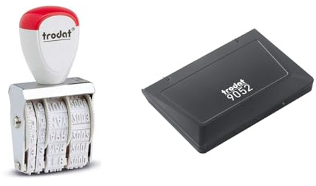 Trodat lot d'un tampon dateur en Français 1010 Classic/B1094 manuel à encrage séparé + Tampon encreur noir Trodat 9052 pour tampons manuels à encrage séparé