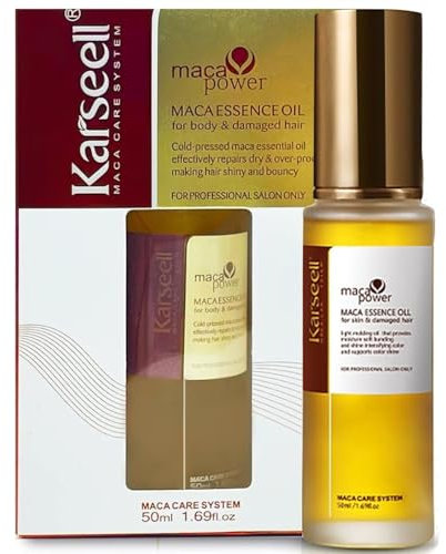 Karseell MACA CARE SYSTEM Siero per Capelli con Olio di Argan Idratante Riparatrice Anticrespo Brillantezza Capelli Secchi Danneggiati Colorati Ricci Lisci Punte Aperte Morbidi Senza Solfati 50ml