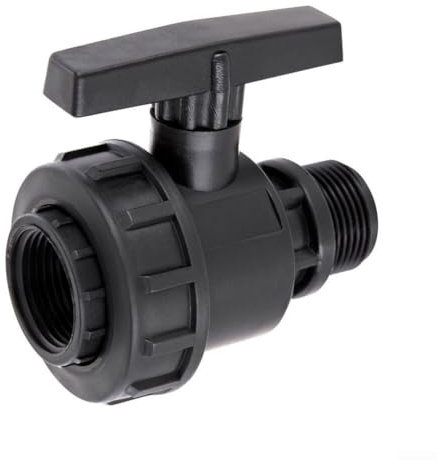 1 valvola a sfera filettata in polipropilene resistente per tubi dell'acqua, compressione PE, filettatura femmina x filettatura maschio (1 IG x 1 per AG)