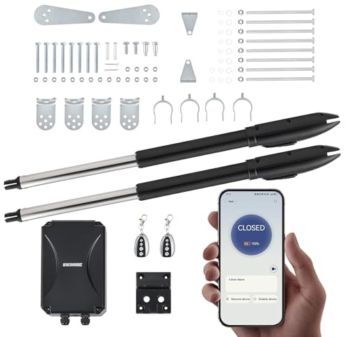 CO-Z Smart Gate Opener Kit, App Compatible Dual Swing Gate Opener for Doors up to 660lb*2, Automatic Electric Gate Opening System with Remote Controls & Release Keys for Driveway Home