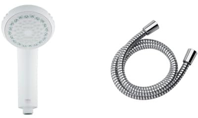 Mira Response Adjustable 4 Spray Mode Shower Head Grey/White & Showers Zest Universal Shower Hose 1.25m - Chrome