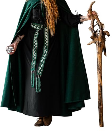 Leonardo Carbone® Unisex vikingbälte Elina – herrbälte, medeltida kläder män, bälte damer, LARP-kläder, karneval, cosplay, hobbit kostym – 100 % bomull, Grön, 235 cm