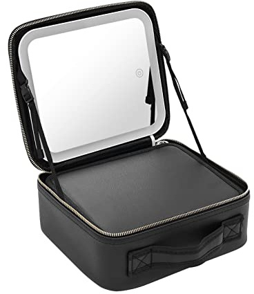 CLEADONG Reise-Make-up-Box, Professionelle Make up Tasche, Kosmetiktasche mit Spiegel und licht, Reisebox für Damen, Kosmetikspiegel