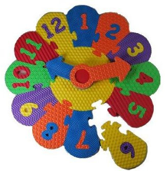 alles-meine.de GmbH 28 TLG. Set - Puzzle Teppich - Uhr - aus Moosgummi - 47 cm Durchmesser - Puzzleteppich Spielteppich Puzzlematte Uhrzeit Uhr Lernen - Kinderuhr Mossgummiuhr