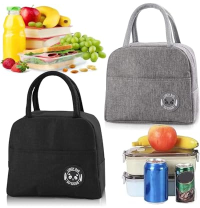 WUNZILO 2 pcs Picknicktasche, Faltbar Isoliertasche, Thermotasche, Lunchtasche, Erwachsene, Kühltasche Mini, Kühlbox für Picknick, Taschenhalter Kühltasche, Picknick-Handtasche Studenten und Kinder