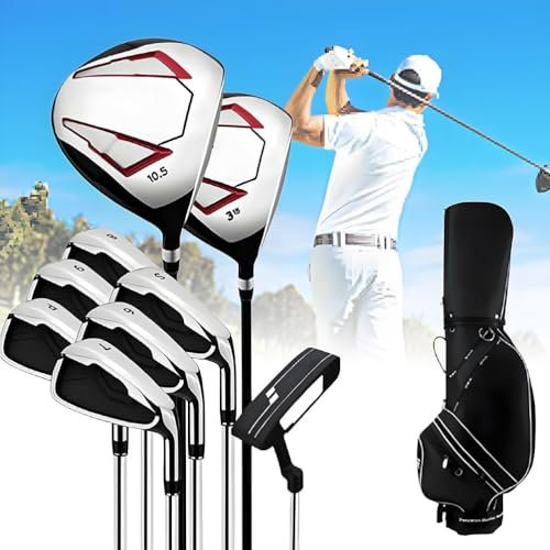 Juego Completo De Palos De Golf For Hombre, 9 Piezas, For Diestros, Palo De Madera De 1/3, Hierros 5/6/7/8/9/P Y Putter, Con Bolsa De Golf, Ideal For Golfistas Y Aficionados A Los Deportes Al Aire Lib