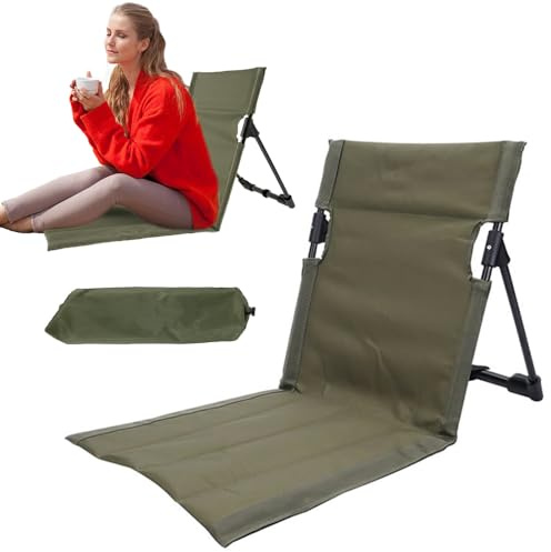 KQWVZ Golvstol med ryggstöd, strandmatta med ryggstöd, 600D oxfordtyg bekväm strandstol vikbar, strandkudde sits för semester, trädgård, camping, park, festivaler