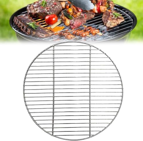 Edelstahl Grillrost Rund 30cm/38cm/43cm/48CM/53CM/58CM, BBQ Grillgitter Edelstahl Backblech für Camping, Garten, Picknick, Gleichmäßige Wärmeverteilung und einfache Reinigung (43CM)