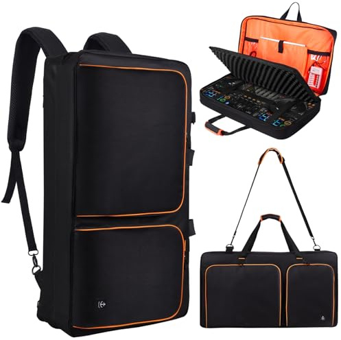 Timoxi DJ Controller Case for DDJ-FLX10/ 1000/REV7/REV5/800/ FLX6 AlphaTheta DDJ-GRV6 With Thick EVA Padding, Adjustable Shoulder Strap,Fits Up to 15.6 Laptops– Perfect for DJ and Music Producers