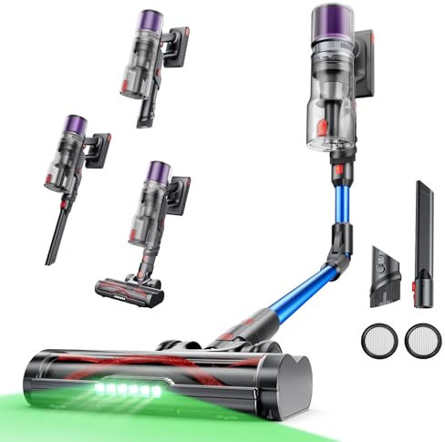 Proscenic P16 Cordless Vacuum Cleaner, 55KPA 65Mins Runtime, 180° Foldable Design, Powerful Stick Vacuum with Anti-Tangle Brush, Hang-and-Charge, Rechargeable Lightweight Wireless Hoover for Pet Hair