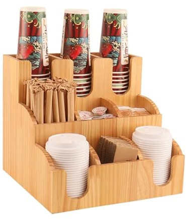GIYXHU Organizador De Vasos De Papel Portavasos de Madera Maciza for café, té de la Leche, Barra dispensadora de Vasos de Papel, Caja de Almacenamiento de artículos Diversos, Utensilios de Cocina