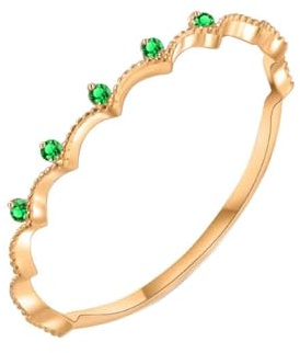 KnSam Echt Eheringe Gold Au750 18 Karat, Verlobungsring Krone mit Smaragd Grün, Pärchen Ringe 18K Gelbgold, Gold, 48 (15.3)