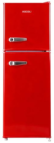 ASCOLI 120L Freestanding Retro Fridge, 88L/32L, Direct Cooling, Mechanical Control, Metal Handle, Adjustable Tempered Glass Shelves, Led Light