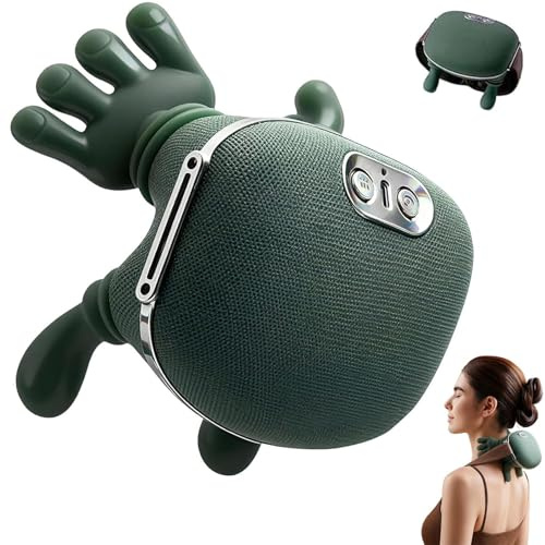 Massagegerät, 4D Nackenmassagegerät mit Wärme, Elektrische Rückenmassagegerät 3 Modi & 2 Heizstufen, Tragbares Schultermassagegerät Neck Massager für Zuhause Büro Reise