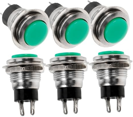 Ipetboom 6 pezzi Interruttore Pulsante Mini Pulsante Self Reset Verde Pin Commutazione Rapida e Compatta per Installazione Facile