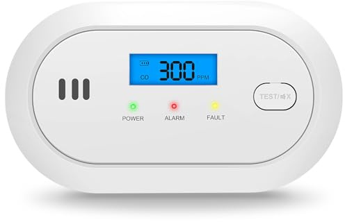 Kohlenmonoxid Melder, 10 Jahre Sensor, CO Melder mit LCD Anzeige und Testknopf, Kohlenmonoxidmelder mit 85dB Alarm für Küche, Wohnmobil