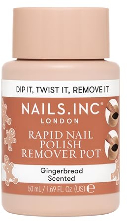 Nails.INC Rapid Nail Polish Remover Pot, Formulated with Collagen to Promote Nail Strength and Growth, Gingerbread Scented, Acetone Free, Cruelty Free, Vegan, 50ml