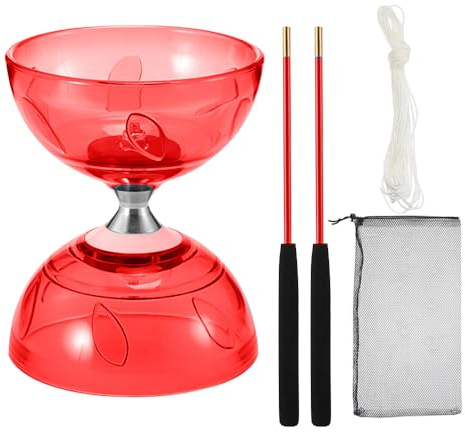 RNPKZ Diabolo Jonglier Set, Diabolo con Cuscinetti a Sfera, Set da Giocoleria diabolo con Bastoncinidiabolo, Corda di Ricambio,Sacchetto a Rete, Diabolos - Set giocoliere con cuscinetto a sfera(Rosso)