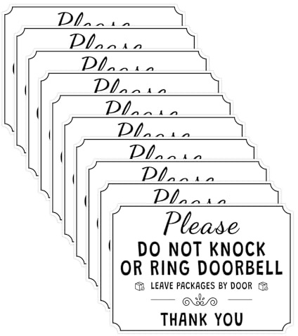 10PCS Do Not Knock or Ring Doorbell Sign Sticker No Soliciting Sign for Front Door Self-Adhesive No Soliciting Sticker for Doorbell Office Home Business Do Not Knock Stickers for Indoor Outdoor
