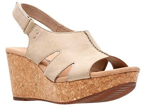 Clarks womens Annadel Bari wedges sandals, Sand Nubuck, 8.5 Wide US
