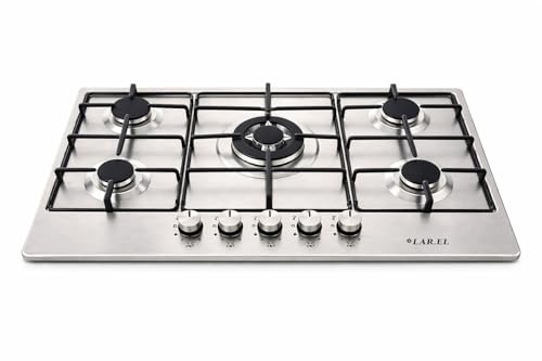 Piano cottura LAREL 5 fuochi 90cm gpl o metano incasso INOX valvolato acc. elett | 60 cm, Da Incasso