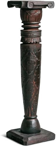 Livasia colonne en bois de Bali avec motif antique, fait main et durable, support pot, colonne décorative, piédestal, marron (80 cm)