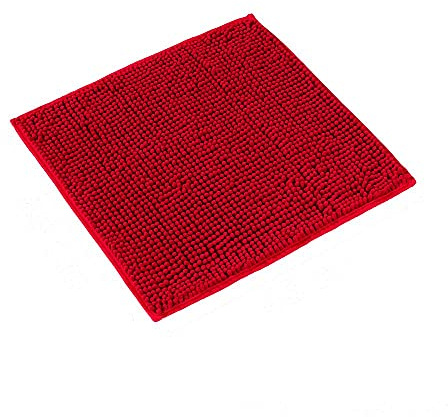 PANA® Mikrofaser Chenille Badematte - 45 x 45 cm - Farbe: Rot | Kuschelig weicher Badvorleger - Maschinenwäsche bei 30° - Antirutsch-Latex-Unterseite - Trocknergeeignet - Ohne Ausschnitt