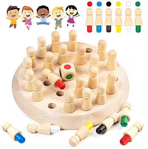 Diealles Shine memory schack trä, barn memory stick schack spel, schackspel pedagogisk leksak för intellektuell utveckling