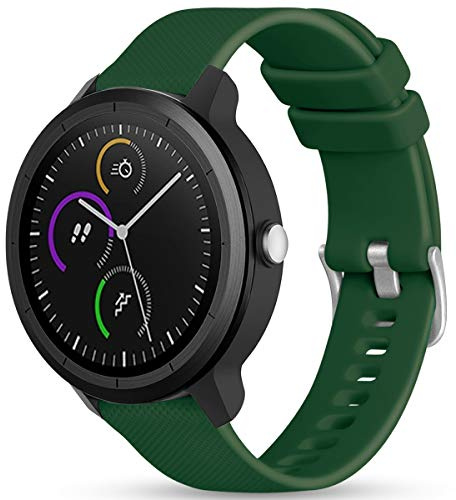 Vobafe Garmin Armband 20mm Kompatibel mit Vivoactive 3/Venu 2 Plus/Venu sq/Vivomove HR, Weiche Silikon Armbänder Sport Ersatzband für Garmin Fenix 7S/Forerunner 55/245/645 Music, Militär Grün