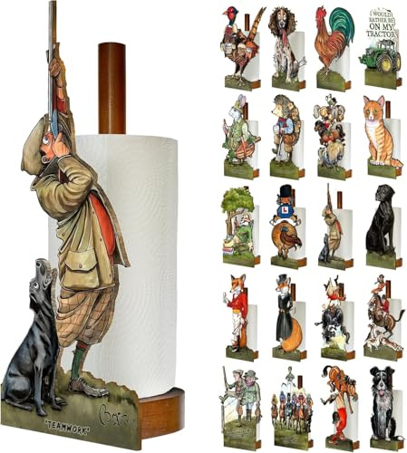 Looprints Fun Toilet Roll Storage & Kitchen Towel Holder Wooden Stand | Novelty Kitchen & Bathroom Decor & Accessories | Bryn Parry Art | Delight Shooting Enthusiasts With A Country Sports Themed Gift