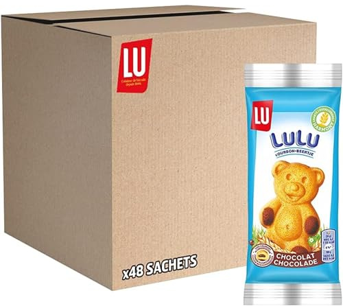 LU - LULU L'Ourson Chocolat - Gâteau Moelleux et Gourmand au Chocolat au Lait - Fabriqués en France - Lot de Biscuits Individuels - Idéal pour le Goûter des Enfants - Pack de 48 Sachets de 30 g | 48 Sachets individuels | Gâteaux moelleux en forme d'ourson fourrés au chocolat | Idéal pour le goûter des enfants