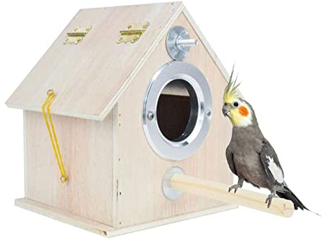kathson Cockatiel Nesting Box,Bird Nest House,Parakeet Breeding Mating Hut,Parakeet Nesting Box for Budgie,Lovebirds,Conure,Canary,Finch and Small Medium Birds (XL: 10.23 * 8.66 * 7.48 inch)