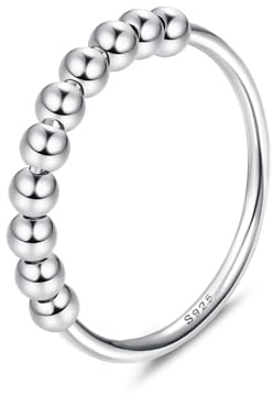 Milacolato Anillo de plata de ley 925 con perlas para anillos delgados apilables para damas, Metal