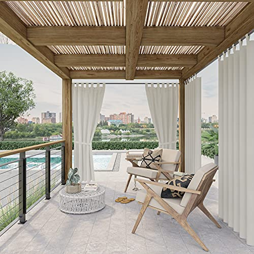 chilly pilley Rideaux Extérieur Hydrofuge pour Balcon Terrasse Et Jardin Brise-Vue Rideau Extérieur Protection Solaire Coupe-Vent (1,5x2,4m, Blanc)