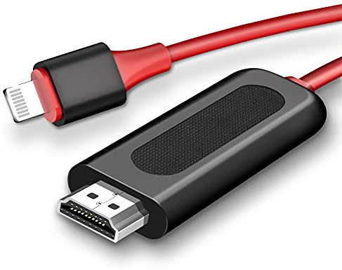 [Apple MFi Certified] Lightning to HDMI,Lightning to HDMI Adapter Cable 2K Lightning to Digital AV Adapter Sync Screen Converter for iPhone iPad iPod on TV Monitor Projector-6.6ft,Red,Plug and Play