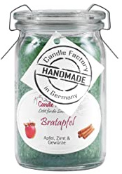 Candle Factory Baby Jumbo Duftkerze aus pflanzlichem Stearin im hitzebeständigen Glas der Marke Weck®, bis zu 24h Brennzeit, Duft: Bratapfel