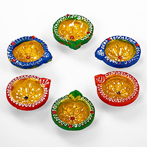 Earthen Diya handgefertigte Ton-Terrakotta-Diwali-Diya-Öllampen für Pooja, Deepak, Dekoration, Rangoli, Diva, Deepam, dekoratives Beleuchtungszubehör, traditionelles indisches Festival-Dekor