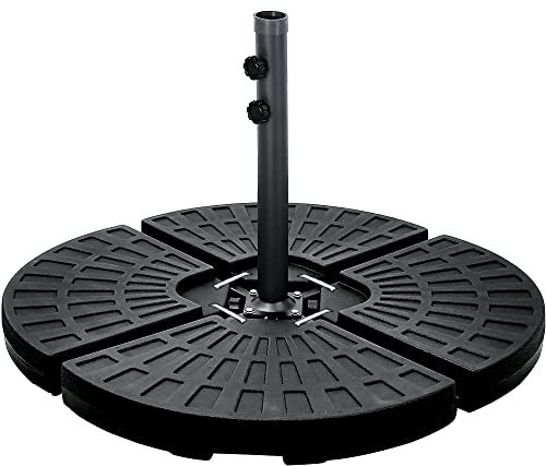 Crystals 4PCs Portable Round Parasol Base Weights Umbrella Cross Stand Holder Sand or Water Filled Outdoor Garden Patio (Cross Frame Stand + 4pc Round Weights)