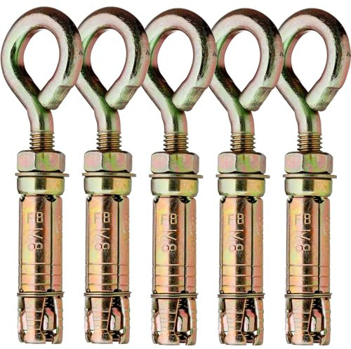 YoiYee M8 Eye Anchor Expansion Bolt - Heavy Duty Concrete Fixing with Zinc Plating - Pack of 5