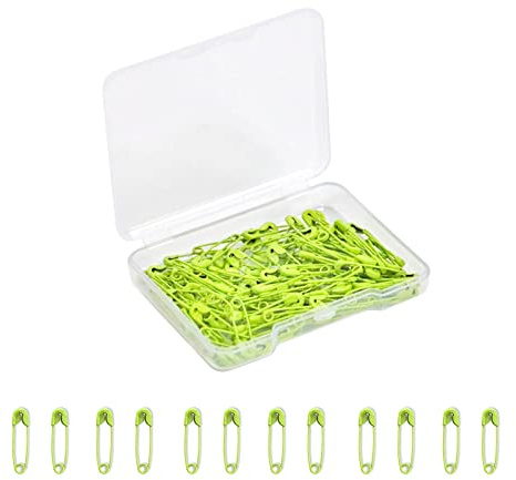 Sicherheitsnadeln Klein 19mm Mini-Sicherheitsnadeln für Kleidung,120St.Grüne Sicherheitsnadeln Rostbeständig Vernickelter Stahl, Set zum Basteln, Nähen, Rimmen, Befestigungsclip für Kleidung
