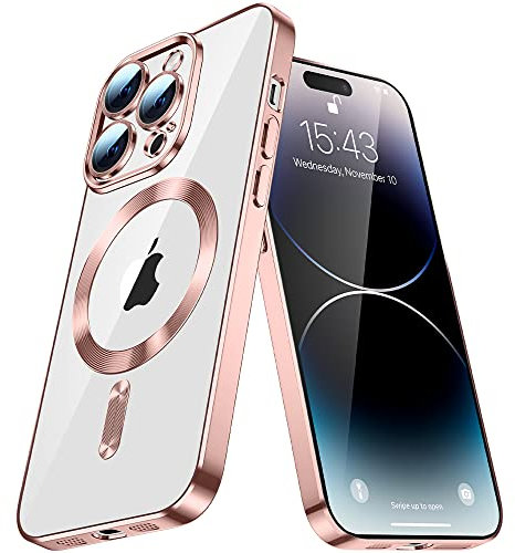 QIWEIQING Magnetic Case for iPhone 12 Pro Max with MagSafe Wireless Charging, Shockproof Phone Bumper Cover, Anti-Scratch Clear Back Cover Case for iPhone 12 Pro Max 6.7. Rose Gold YIX