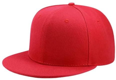 Boolavard Plat Bill Visière Classique Snapback Chapeau Blanc Réglable Bord Haut Haut de Gamme à la Mode Couleur Style Plaine Ton Casquette de Baseball (Rouge)