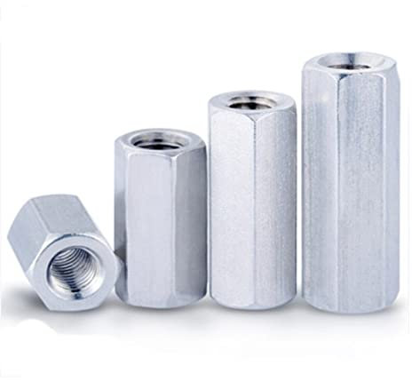 Verbindungsmutter, Sechskantmutter, Verbindungsmutter 2–5 Stück, Stahl mit Zink, M3, M4, M5, M6, M8, M10, M12, Sechskantmutter/Sechskantmutter/Gewindewellenverbindung (Größe: M5 x 10, 5 Stück) ( Color